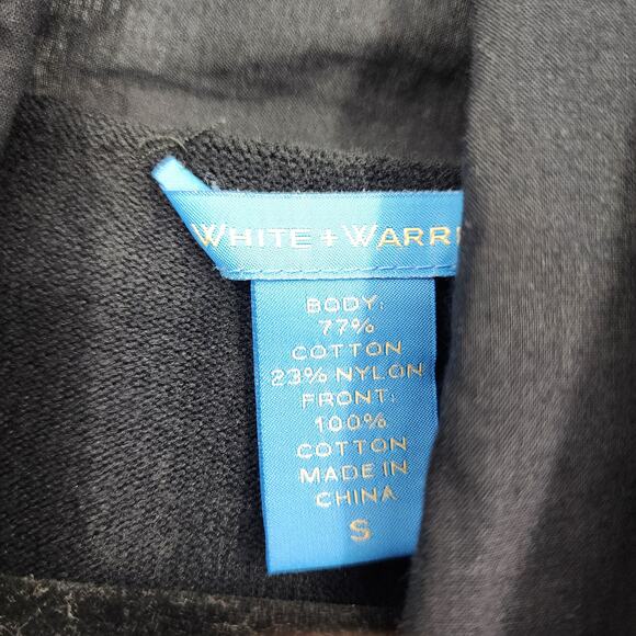 White + Warren Womens Black Open Draped Cardigan With Tie Front Size Small - Picture 2 of 3